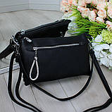 Шкіряна жіноча чорна сумка клатч вечірня маленька через плече, фото 6