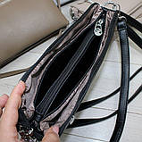Шкіряна жіноча чорна сумка клатч вечірня маленька через плече, фото 8