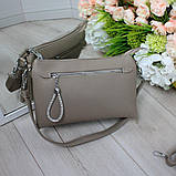 Шкіряна жіноча бежева сумка клатч вечірня маленька через плече, фото 2