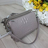 Шкіряна сумка жіноча клатч вечірня маленька через плече класика сіра, фото 2