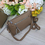 Шкіряна сумка жіноча клатч вечірня маленька через плече класика, фото 6