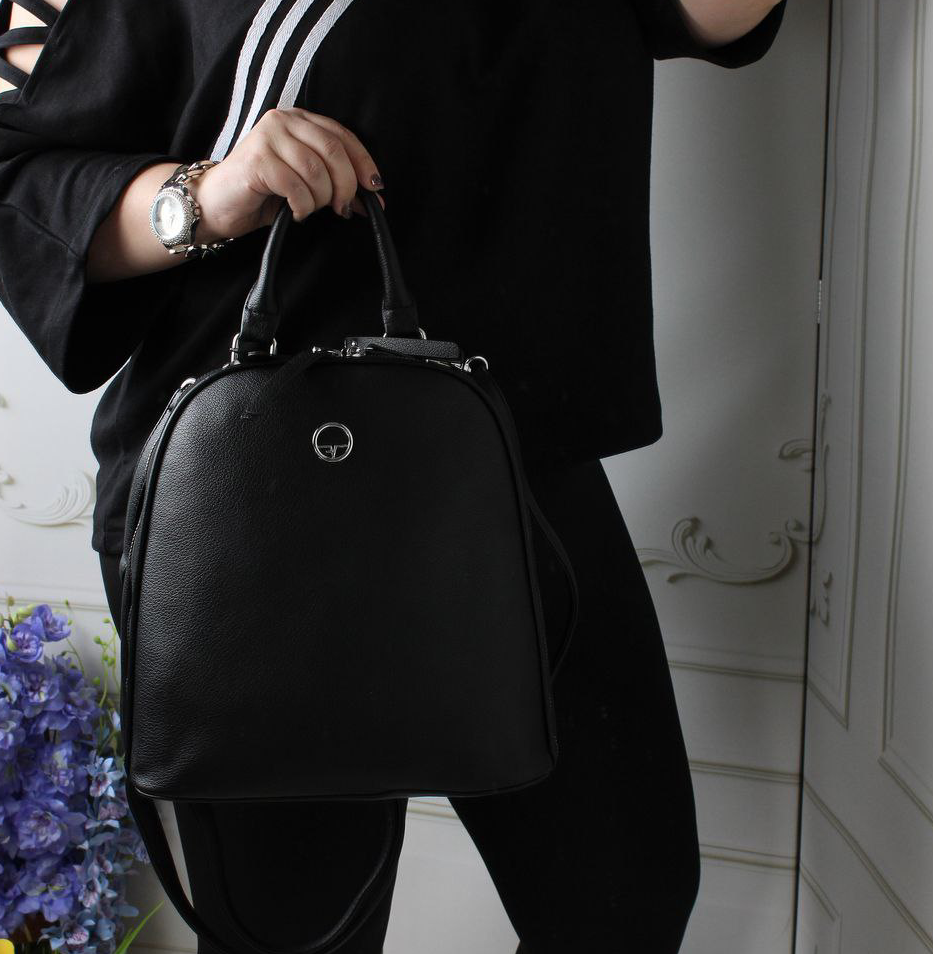 Сумка рюкзак жіночий стильний чорний міський модний, фото 1
