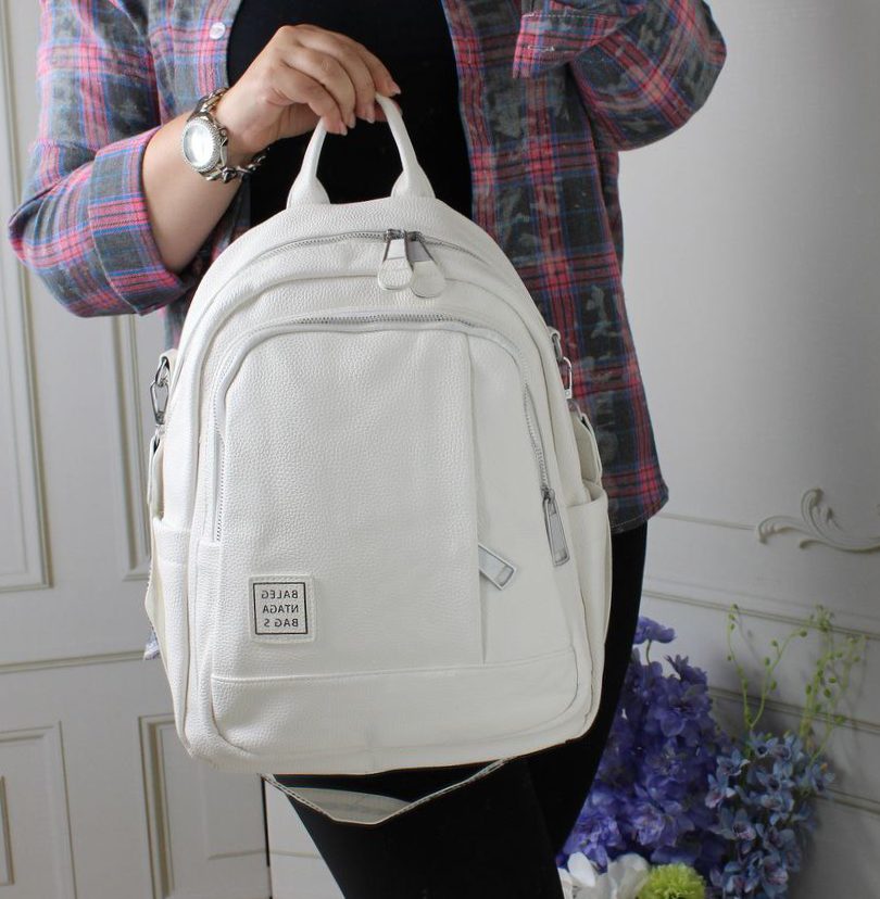 Сумка рюкзак білий стильний жіночий міський модний універсальний, фото 1