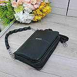 Шкіряна модна сумка через плече маленька зелена класика, фото 2