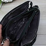 Шкіряна модна сумка через плече маленька зелена класика, фото 7