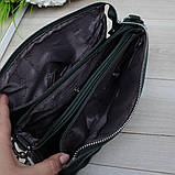 Шкіряна модна сумка через плече маленька зелена класика, фото 8