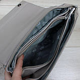 Шкіряна модна сумка жіноча через плече маленька класична з ланцюжком сіра, фото 10