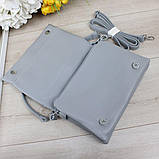 Шкіряна модна жіноча сумка блакитна через плече маленька класична з ланцюжком, фото 6