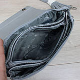 Шкіряна модна жіноча сумка блакитна через плече маленька класична з ланцюжком, фото 10