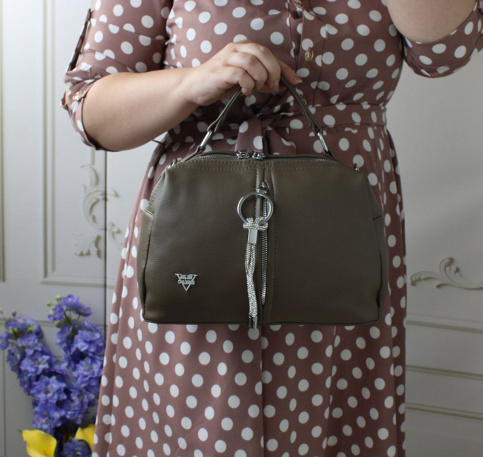 Шкіряна модна сумка середнього розміру через плече класична, фото 1