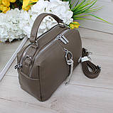 Шкіряна модна сумка середнього розміру через плече класична, фото 4