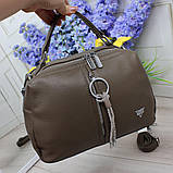 Шкіряна модна сумка середнього розміру через плече класична, фото 5