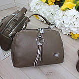 Шкіряна модна сумка середнього розміру через плече класична, фото 6