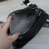 Шкіряна модна сумка чорна середнього розміру через плече, фото 10