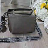 Натуральна шкіряна сумка жіноча клатч через плече маленька на широкому ремені вечірня, фото 2