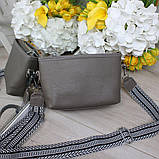 Натуральна шкіряна сумка жіноча клатч через плече маленька на широкому ремені вечірня, фото 4