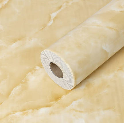Шпалери 3мх60см 2 мм самоклейні стінові PET плитка в рулоні мармур з золотом, фото 1