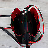 Замшева сумка жіночі чорно-червона через плече квадратна середнього розміру модна, фото 6