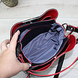 Замшева сумка жіночі чорно-червона через плече квадратна середнього розміру модна, фото 7