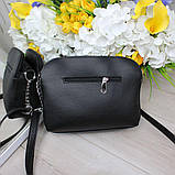 Шкіряна жіноча чорна сумка через плече квадратна середнього розміру модна вечірня, фото 4