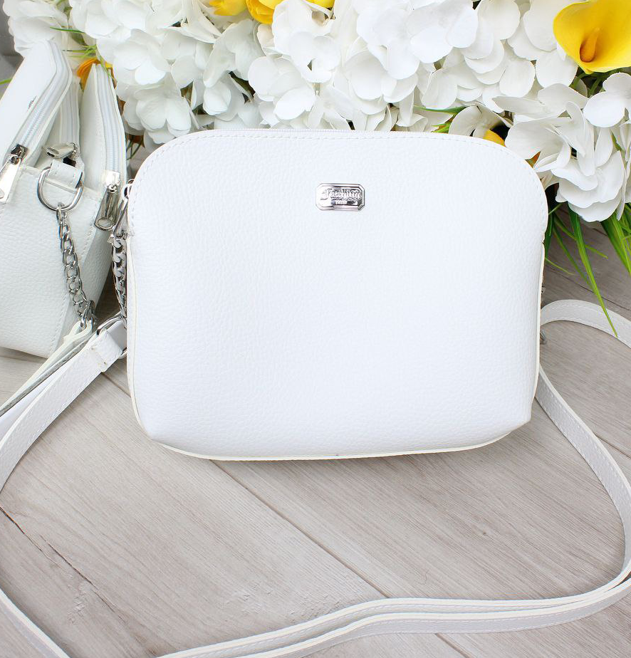 Біла жіноча сумка через плече середнього розміру модна вечірня, фото 1