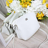 Біла жіноча сумка через плече середнього розміру модна вечірня, фото 2