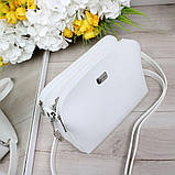 Біла жіноча сумка через плече середнього розміру модна вечірня, фото 4