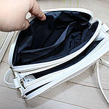 Біла жіноча сумка через плече середнього розміру модна вечірня, фото 7