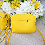 Шкіряна жовта сумка через плече середнього розміру модна вечірня класична, фото 2