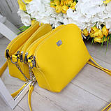 Шкіряна жовта сумка через плече середнього розміру модна вечірня класична, фото 4