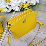Шкіряна жовта сумка через плече середнього розміру модна вечірня класична, фото 5