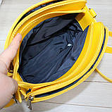 Шкіряна жовта сумка через плече середнього розміру модна вечірня класична, фото 6