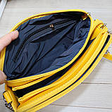 Шкіряна жовта сумка через плече середнього розміру модна вечірня класична, фото 8