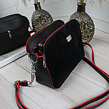 Замшева сумка жіночі чорна через плече маленька модна вечірня, фото 3