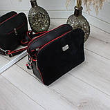 Замшева сумка жіночі чорна через плече маленька модна вечірня, фото 4