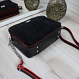 Замшева сумка жіночі чорна через плече маленька модна вечірня, фото 5