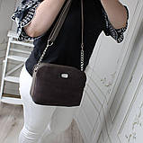 Замшева сумка жіночі через плече маленька модна вечірня капучино класика, фото 2