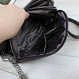 Замшева сумка жіночі через плече маленька модна вечірня капучино класика, фото 5