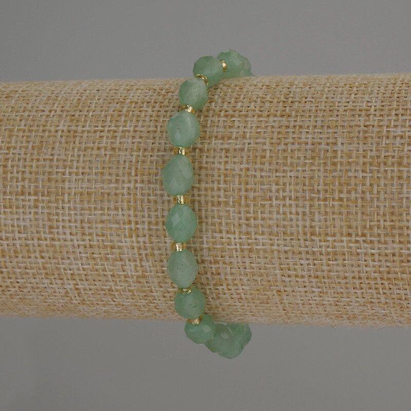 Браслет Нефрит грановане зерно d-8х6мм+- з бісером 3мм+- L- 18см стрейч, фото 1