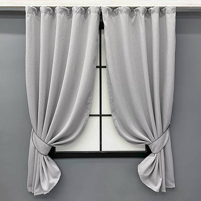 Комплект (2шт. 1,3х1,7м.) коротких штор, блекаут двосторонній, колекція "Eclipse". Колір світло-сірий. Код 1791ш 35-0393