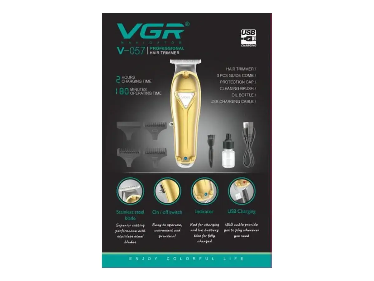 Акумуляторна машинка для стриження волосся VGR V-057, фото 1