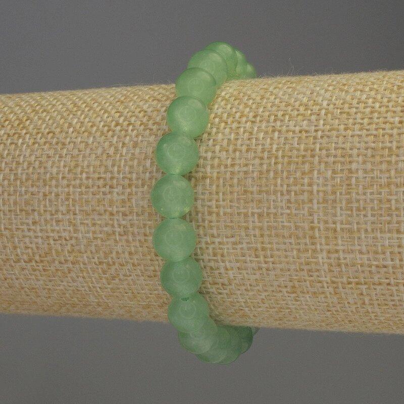 Браслет Нефрит гладка кулька d-8мм+- L-18см+- стрейч, фото 1