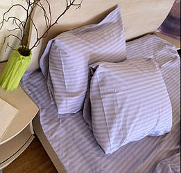 Двоспальний розмір постільна білизна бязь лавандового кольору в смужку