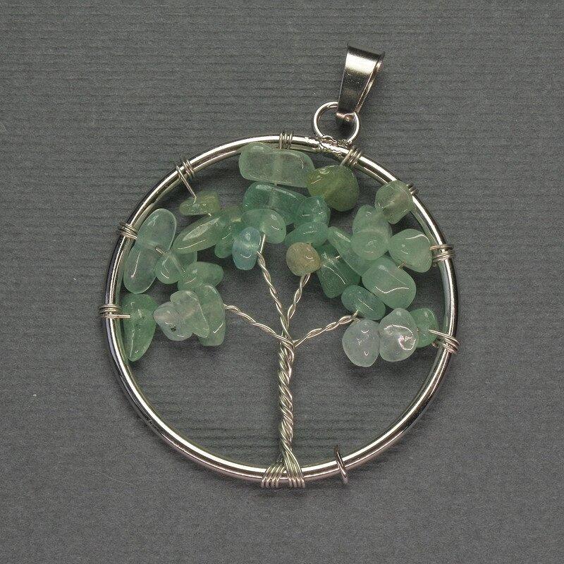 Кулон Дерево життя Нефрит натуральне каміння d- 36мм+-L-47мм+-, фото 1
