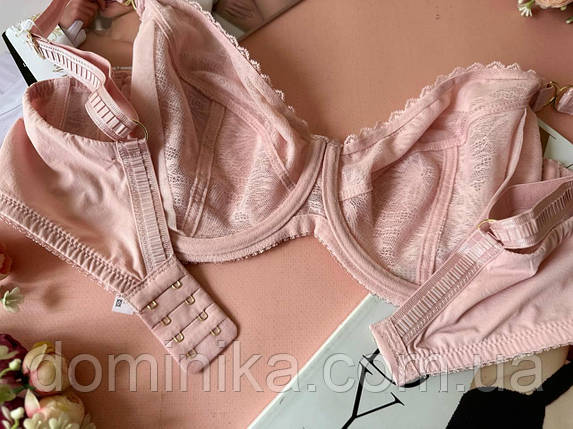 М’який бюстгальтер без поролону з ніжного мережива пудровий, фото 2