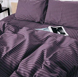 Полуторний розмір постільна білизна бязь бузкового кольору в смужку