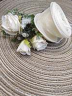 Стрічка Органза 4 см з прошитим кантом Молочна (за рулон 7метрів), LEA-1055