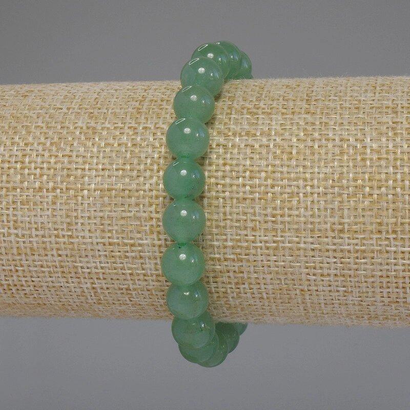 Браслет Нефрит гладка кулька d-8мм+- L- 18см стрейч, фото 1