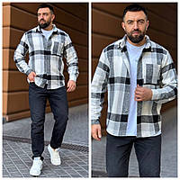 Мужская байковая рубашка в клетку теплая