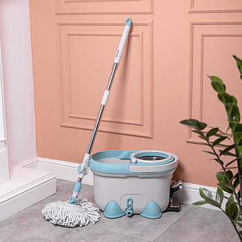 Комплект швабра з відром і віджимом, телескопічна ручка, мікрофібра для підлоги, набір для прибирання HP-35015-1